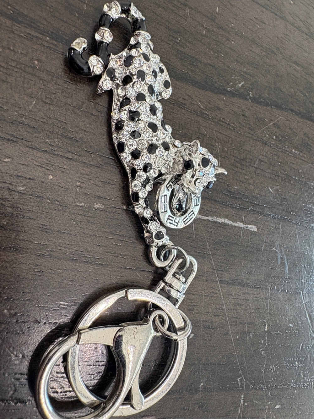 Effy Black and Silver Crystal Leopard Charm Key & Card Holder
